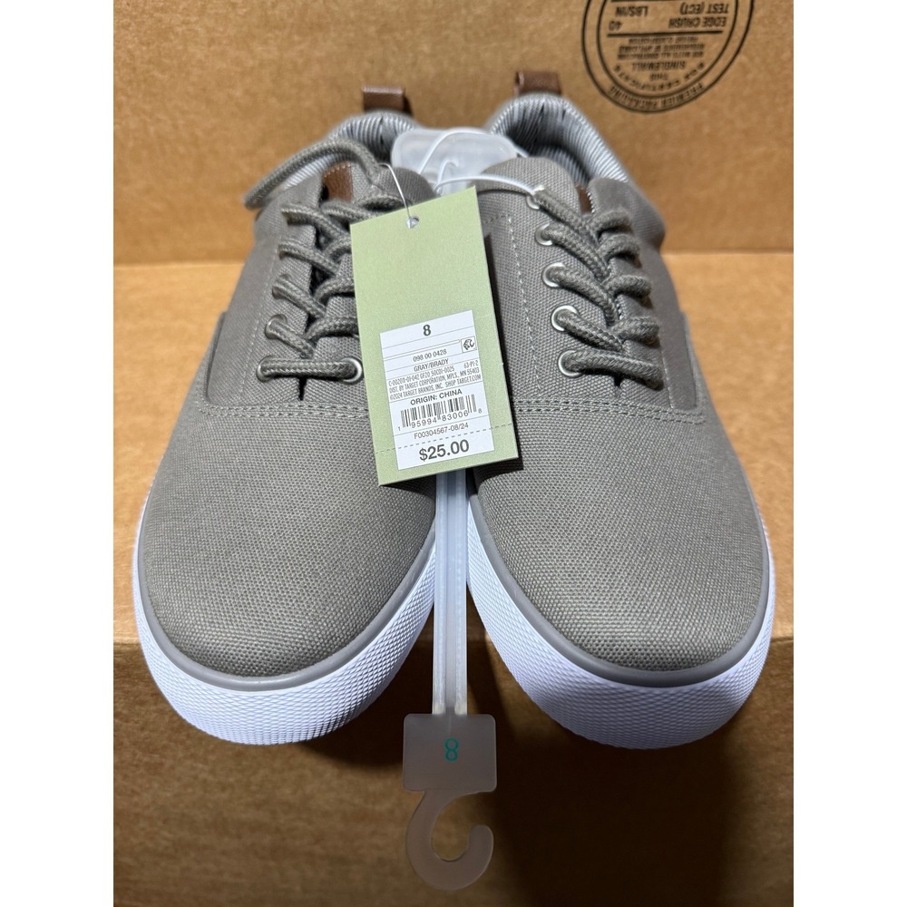 Goodfellow & Co Brady Mens Gray Canvas Sneakers Low Top Lace Up Shoes Size 8 NEW